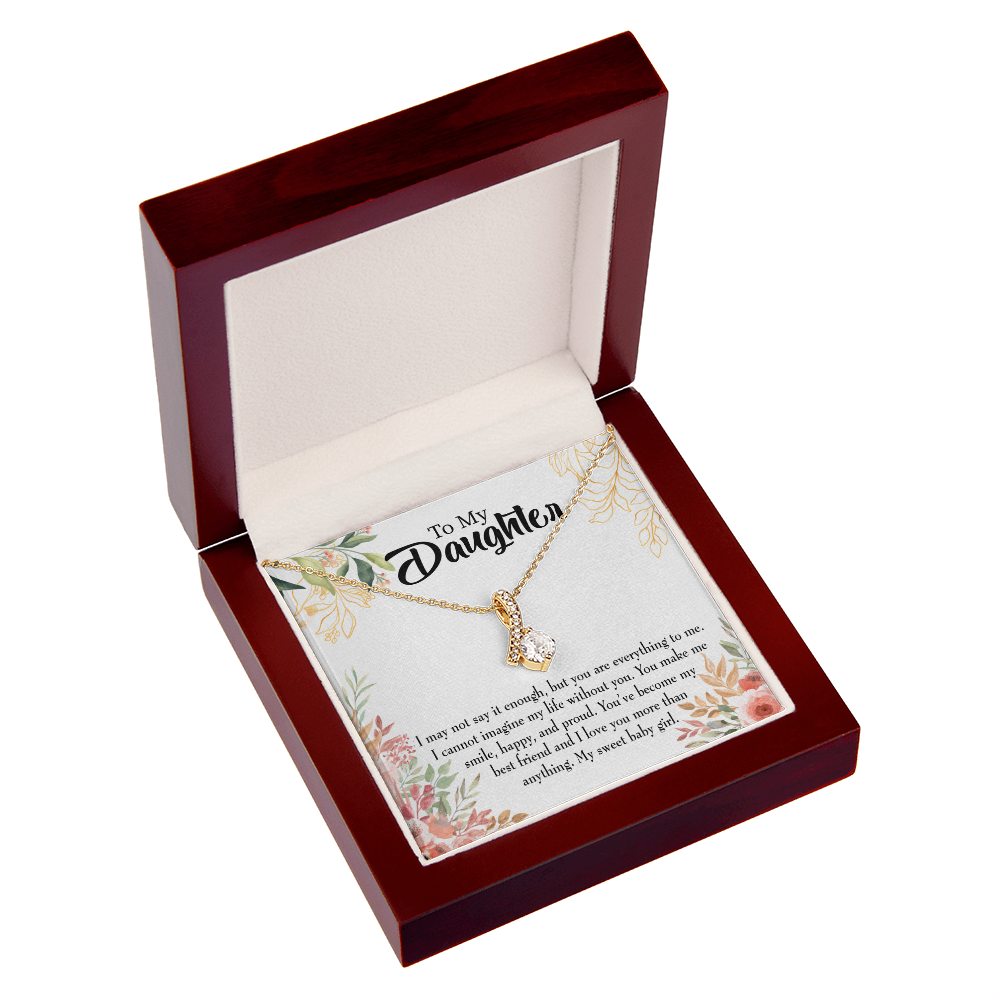 To My Daughter My Sweet Baby Girl Alluring Ribbon Necklace Message Card-Express Your Love Gifts