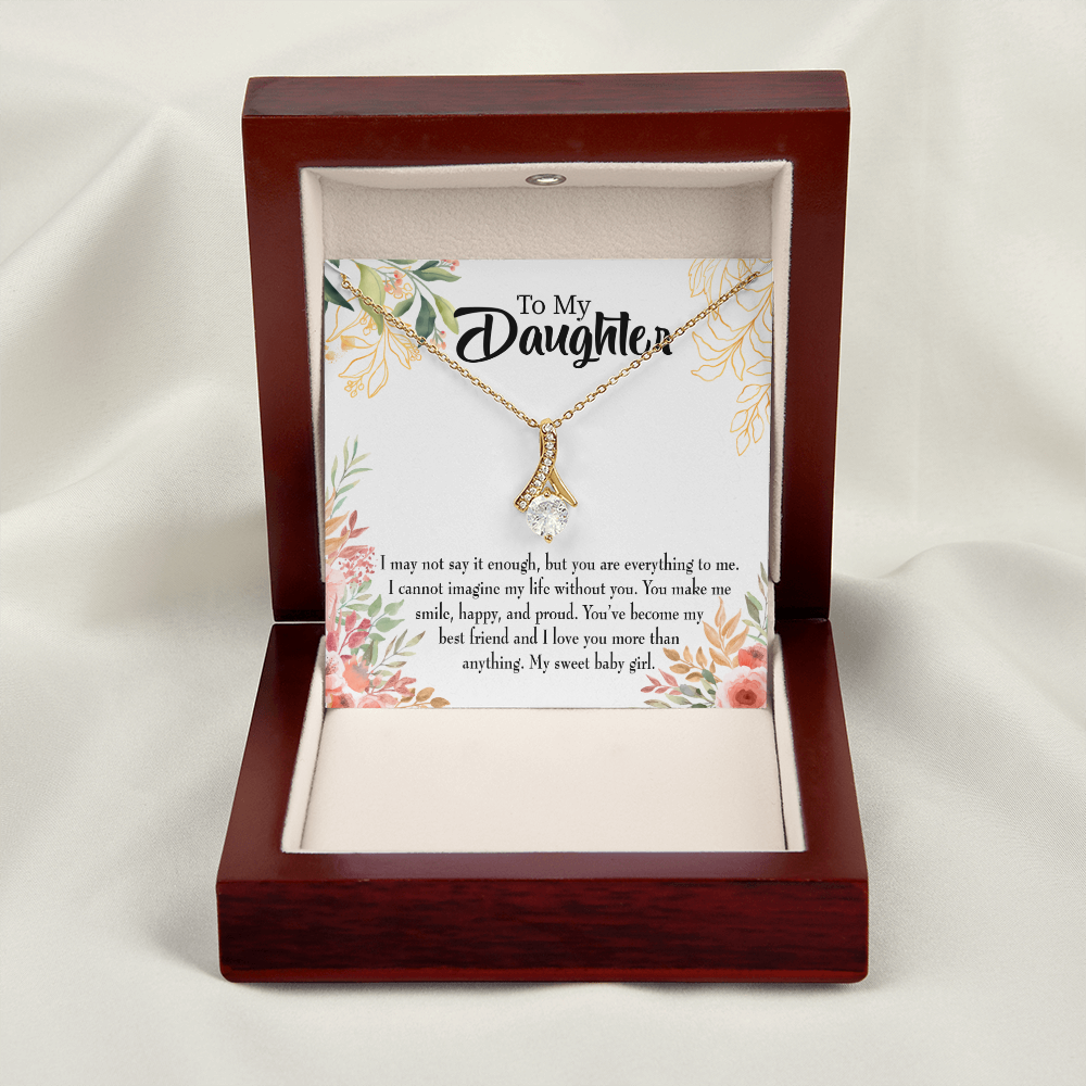 To My Daughter My Sweet Baby Girl Alluring Ribbon Necklace Message Card-Express Your Love Gifts