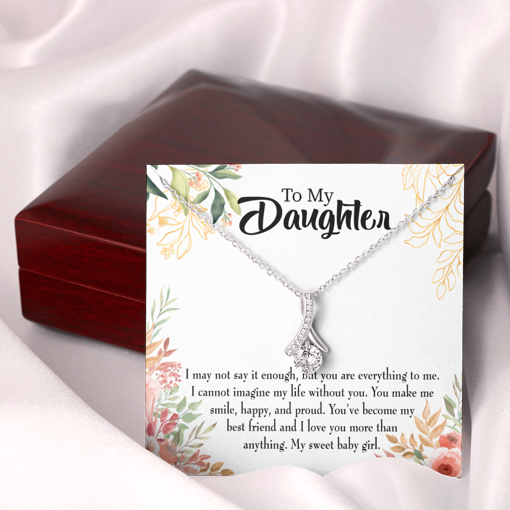 To My Daughter My Sweet Baby Girl Alluring Ribbon Necklace Message Card-Express Your Love Gifts