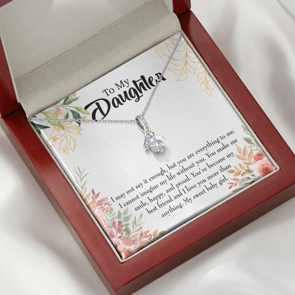 To My Daughter My Sweet Baby Girl Alluring Ribbon Necklace Message Card-Express Your Love Gifts