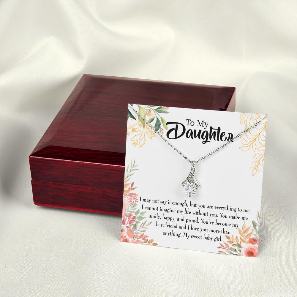 To My Daughter My Sweet Baby Girl Alluring Ribbon Necklace Message Card-Express Your Love Gifts