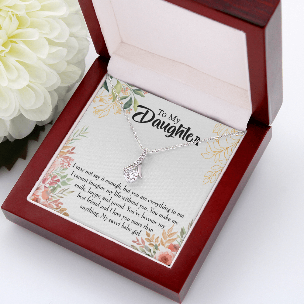 To My Daughter My Sweet Baby Girl Alluring Ribbon Necklace Message Card-Express Your Love Gifts