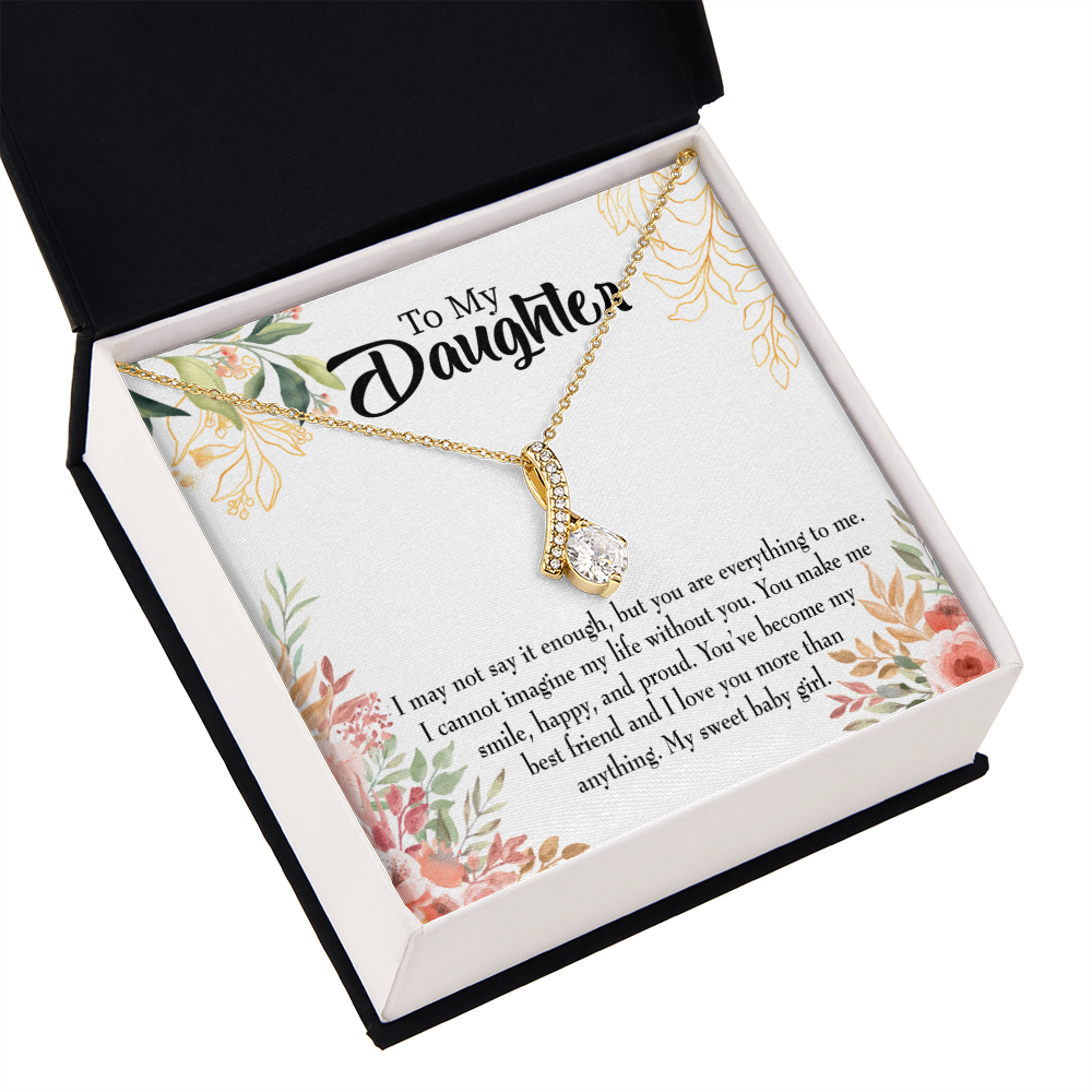 To My Daughter My Sweet Baby Girl Alluring Ribbon Necklace Message Card-Express Your Love Gifts