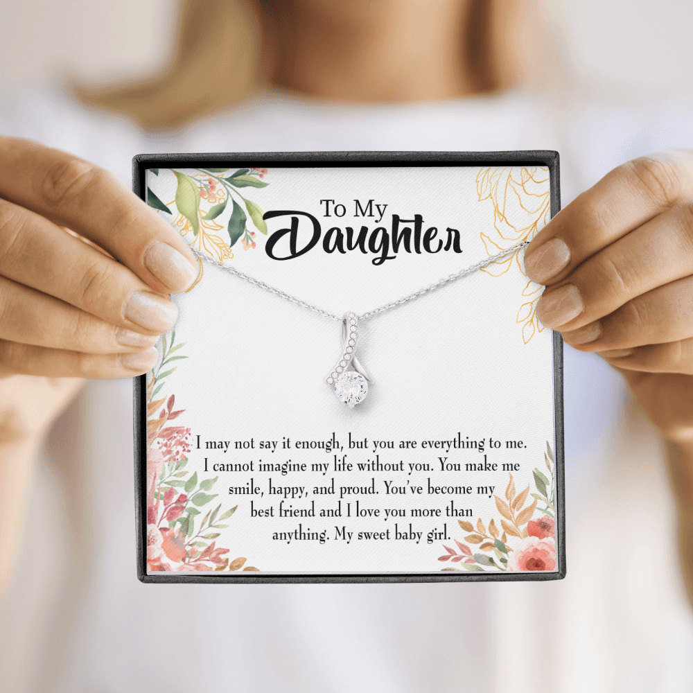 To My Daughter My Sweet Baby Girl Alluring Ribbon Necklace Message Card-Express Your Love Gifts
