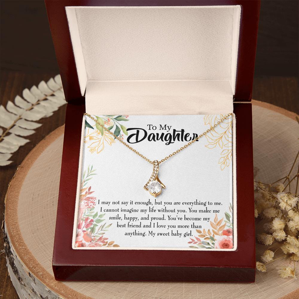 To My Daughter My Sweet Baby Girl Alluring Ribbon Necklace Message Card-Express Your Love Gifts