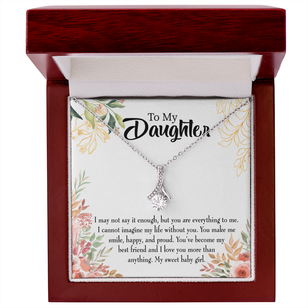 To My Daughter My Sweet Baby Girl Alluring Ribbon Necklace Message Card-Express Your Love Gifts