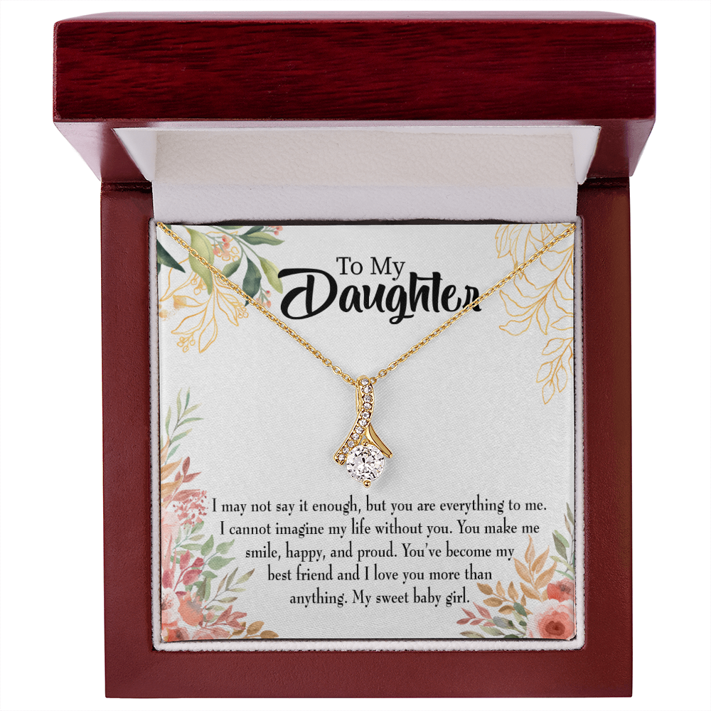 To My Daughter My Sweet Baby Girl Alluring Ribbon Necklace Message Card-Express Your Love Gifts