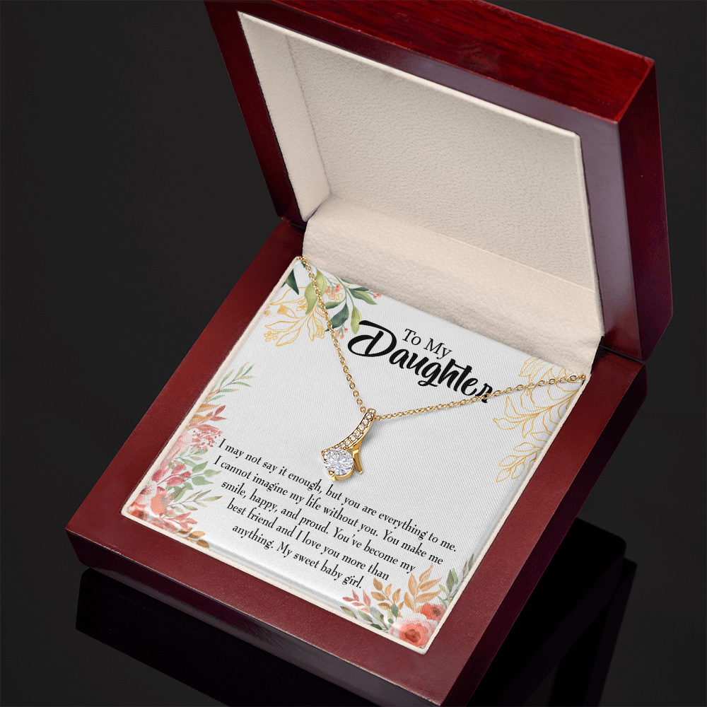 To My Daughter My Sweet Baby Girl Alluring Ribbon Necklace Message Card-Express Your Love Gifts