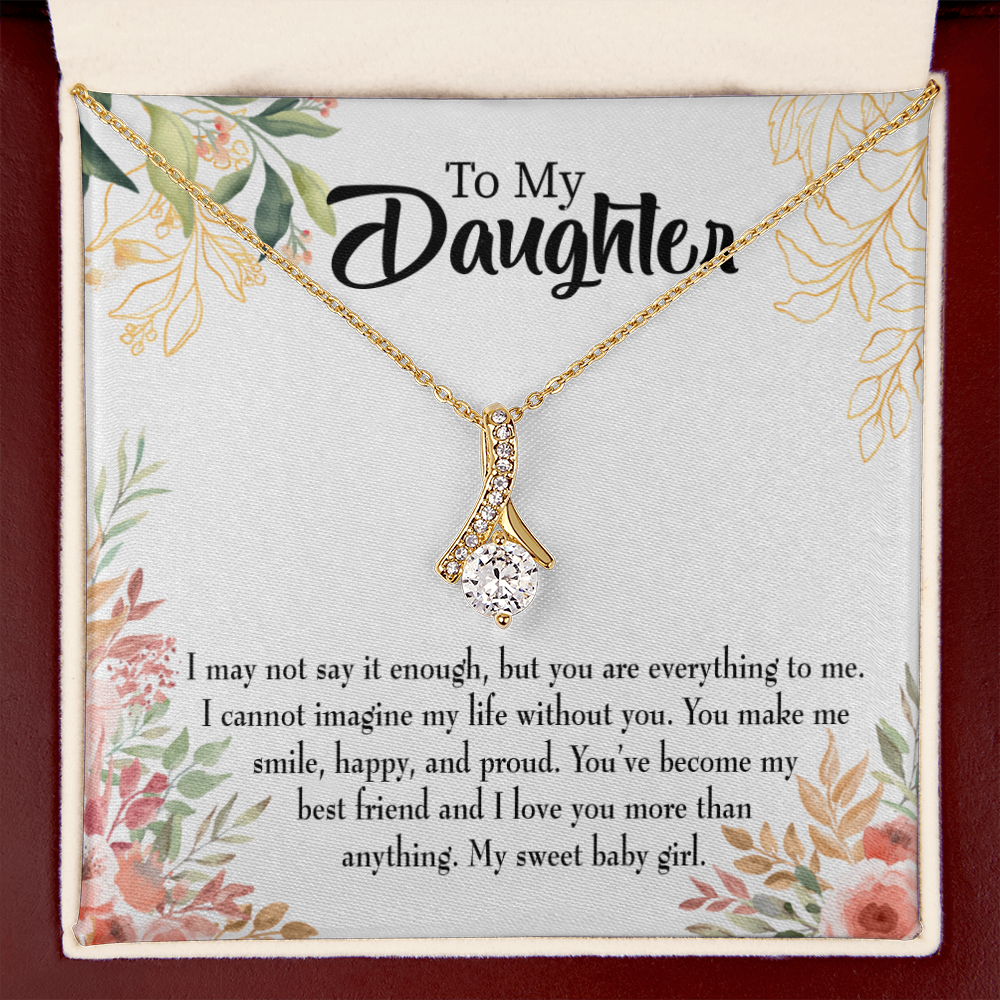 To My Daughter My Sweet Baby Girl Alluring Ribbon Necklace Message Card-Express Your Love Gifts