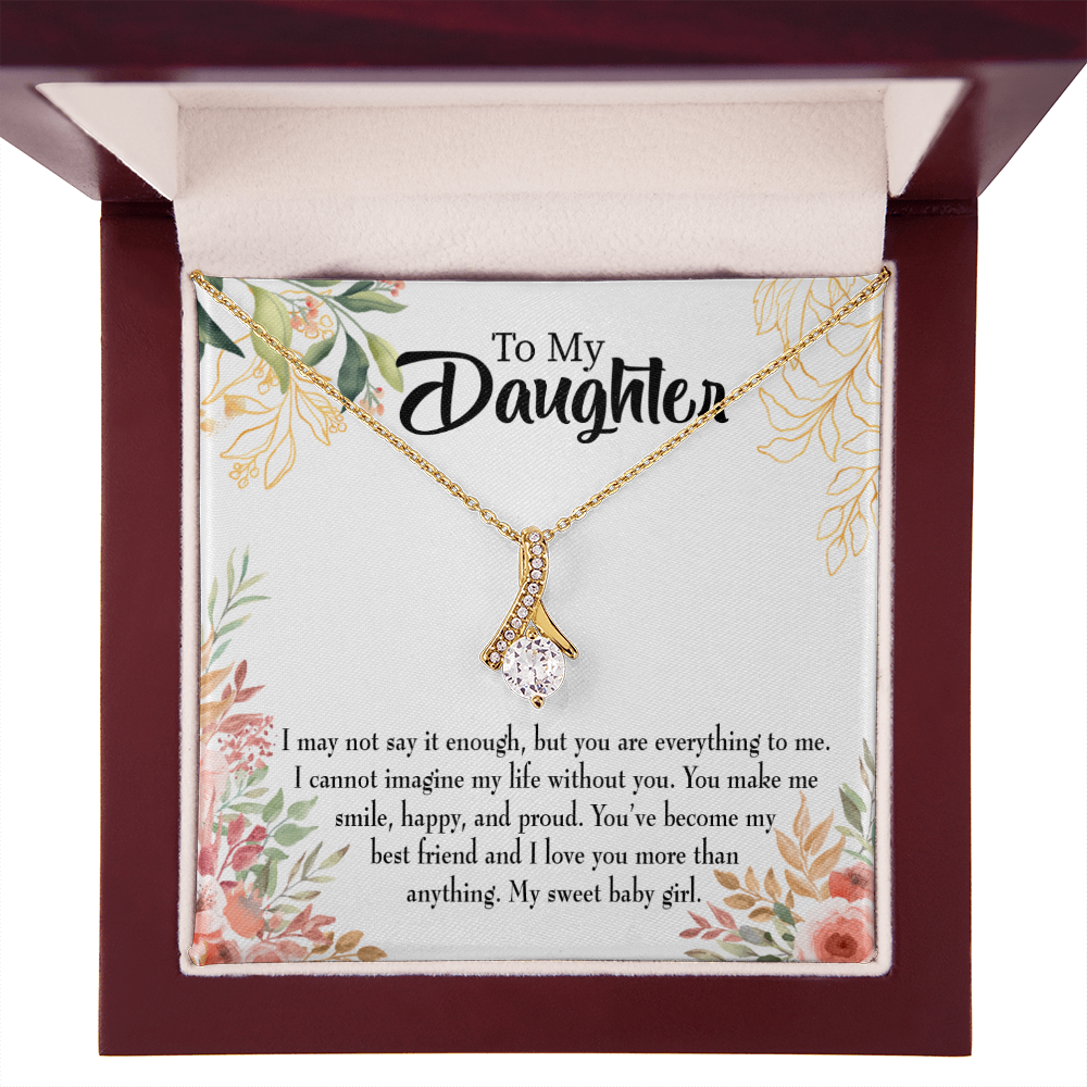 To My Daughter My Sweet Baby Girl Alluring Ribbon Necklace Message Card-Express Your Love Gifts