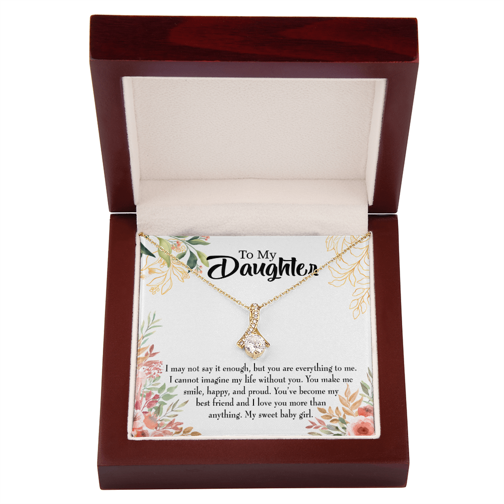 To My Daughter My Sweet Baby Girl Alluring Ribbon Necklace Message Card-Express Your Love Gifts