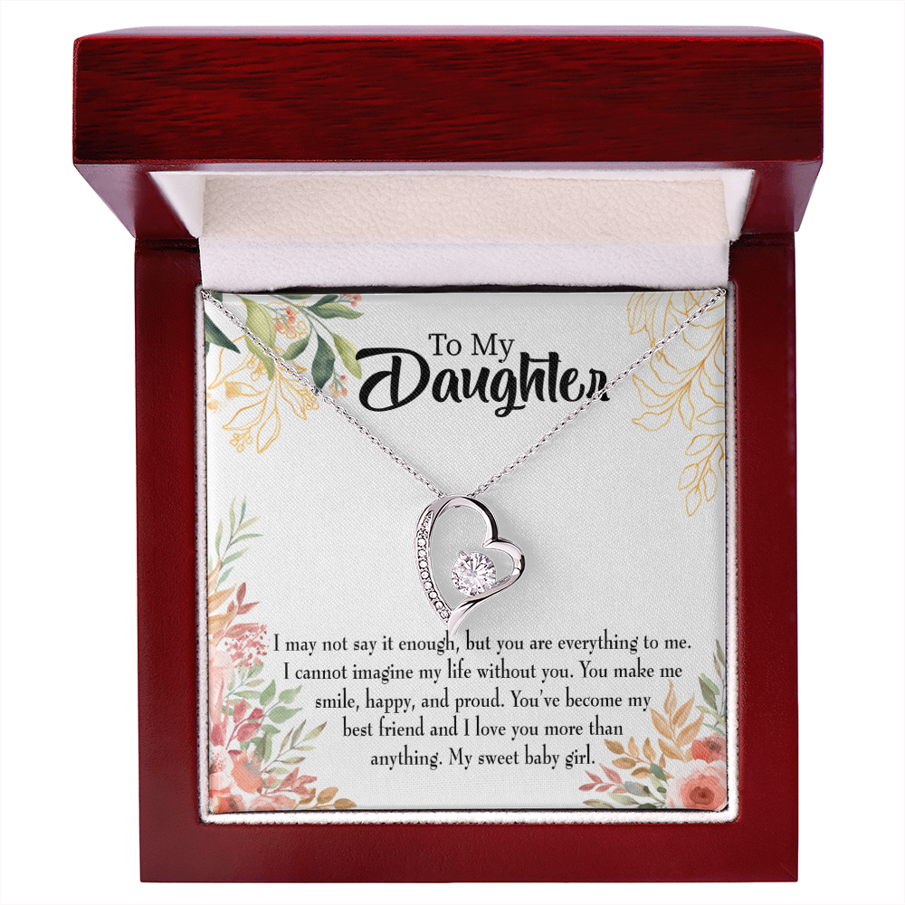 To My Daughter My Sweet Baby Girl Forever Necklace w Message Card-Express Your Love Gifts