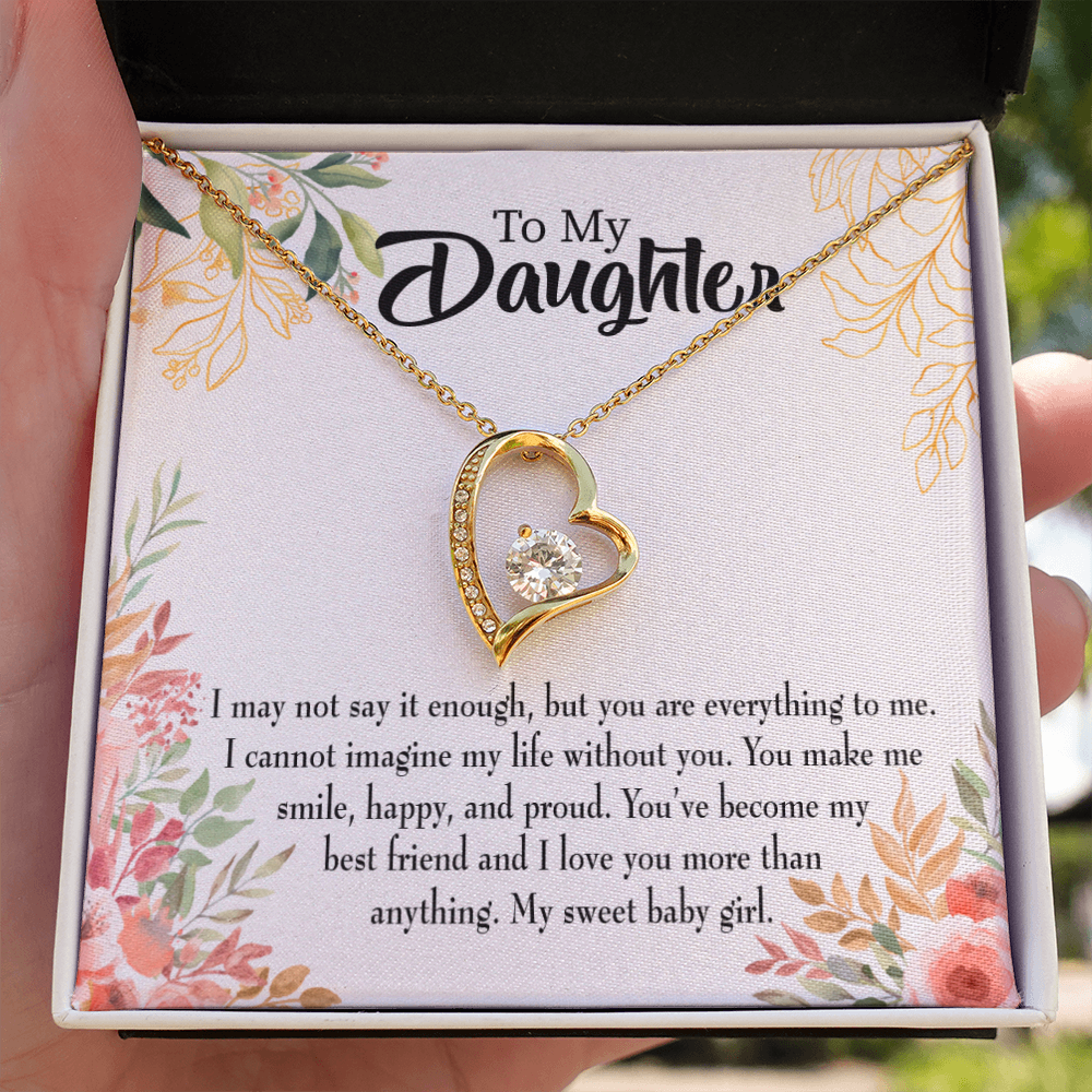 To My Daughter My Sweet Baby Girl Forever Necklace w Message Card-Express Your Love Gifts