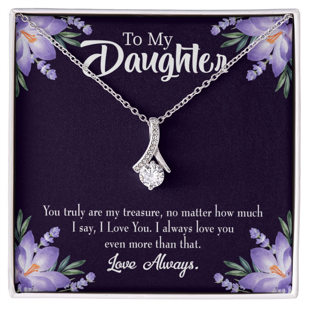 To My Daughter My Treasure Alluring Ribbon Necklace Message Card-Express Your Love Gifts