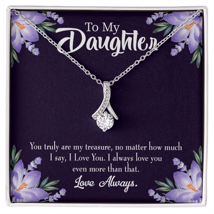 To My Daughter My Treasure Alluring Ribbon Necklace Message Card-Express Your Love Gifts