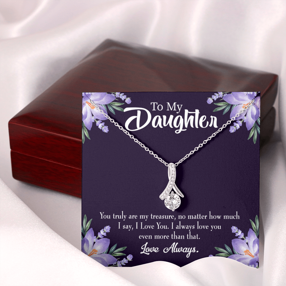 To My Daughter My Treasure Alluring Ribbon Necklace Message Card-Express Your Love Gifts