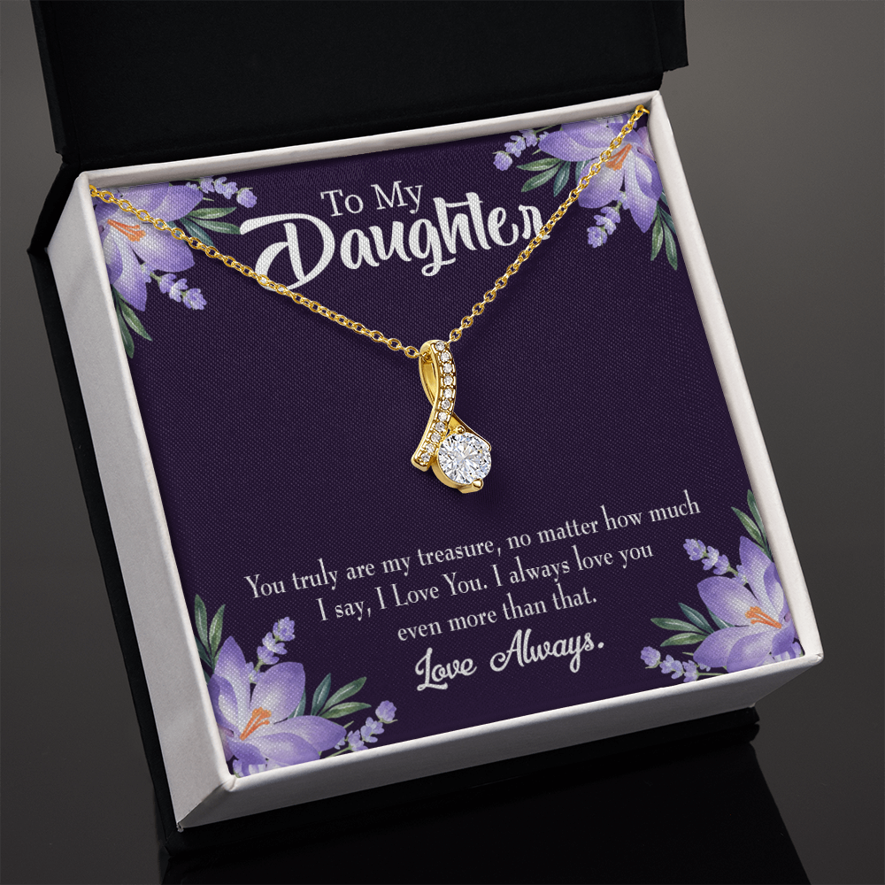 To My Daughter My Treasure Alluring Ribbon Necklace Message Card-Express Your Love Gifts