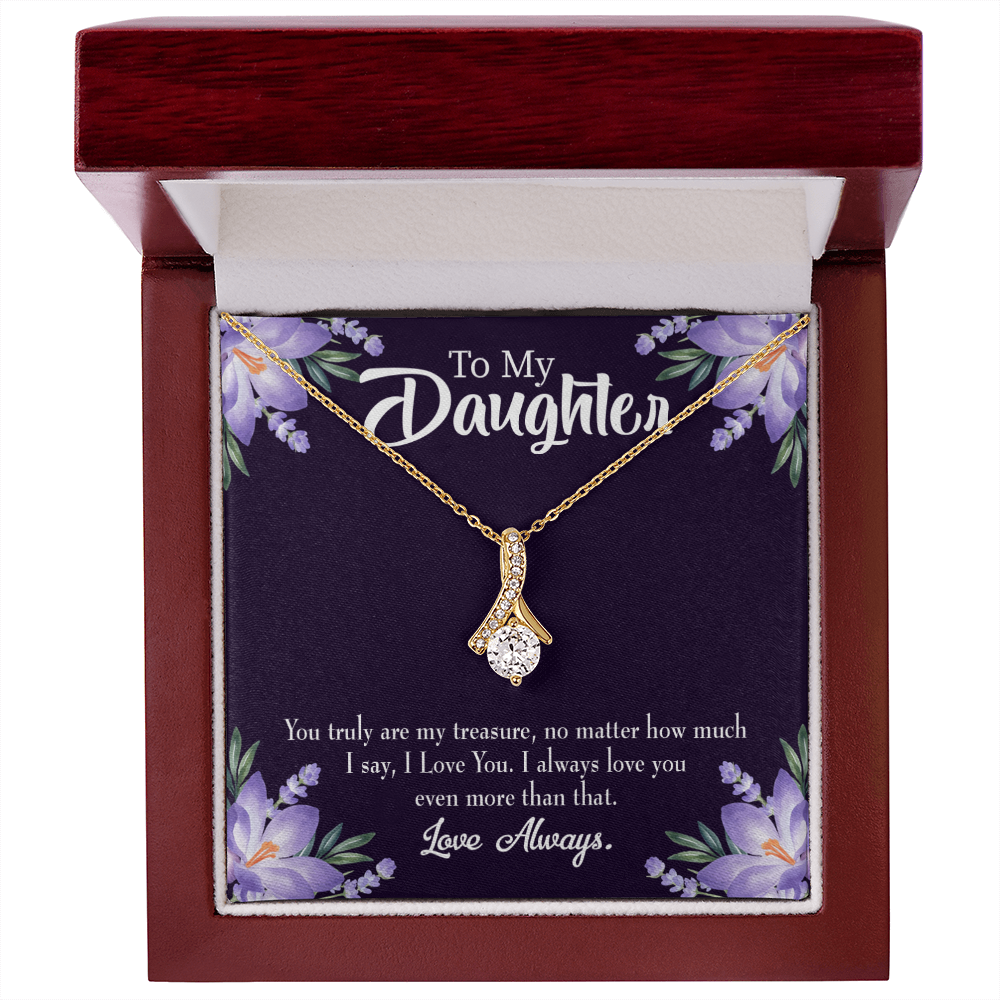 To My Daughter My Treasure Alluring Ribbon Necklace Message Card-Express Your Love Gifts