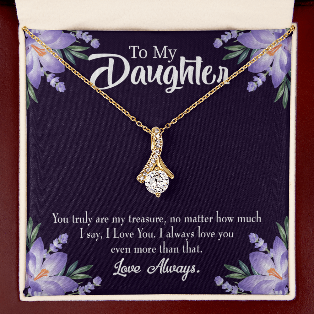 To My Daughter My Treasure Alluring Ribbon Necklace Message Card-Express Your Love Gifts