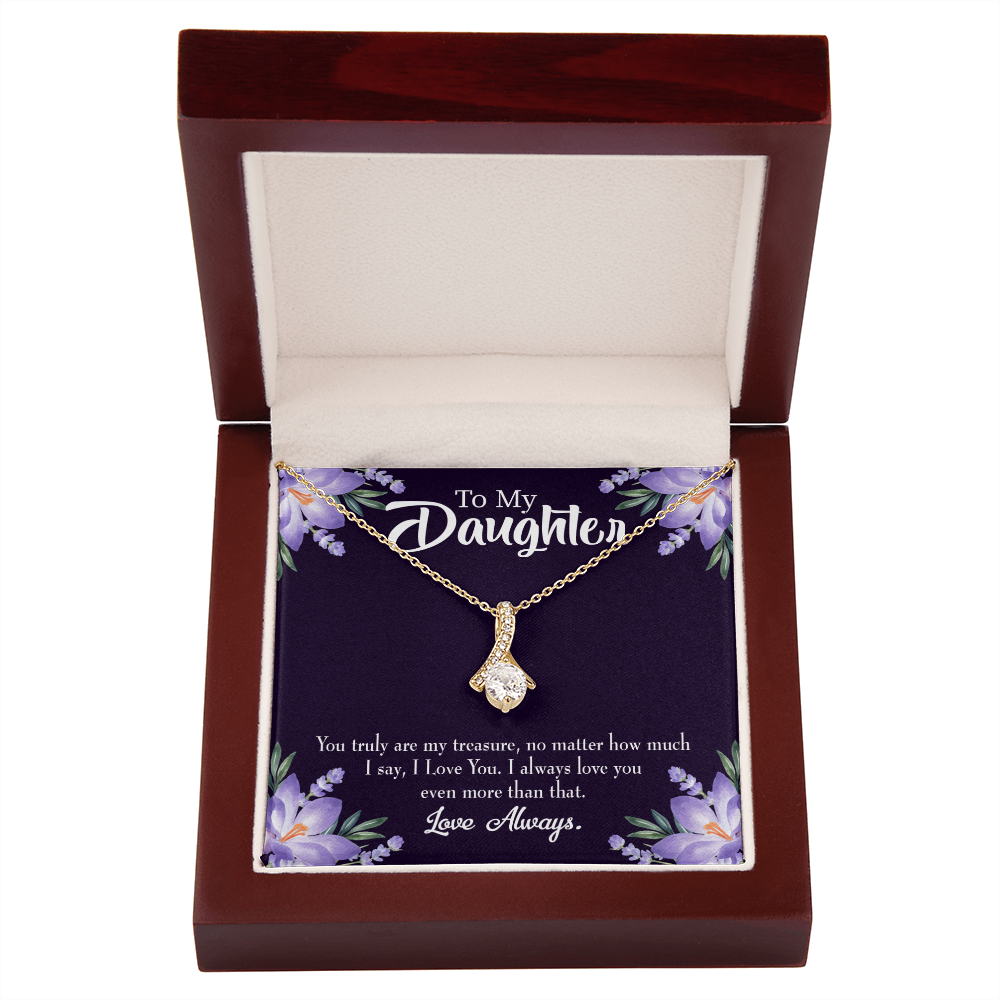 To My Daughter My Treasure Alluring Ribbon Necklace Message Card-Express Your Love Gifts