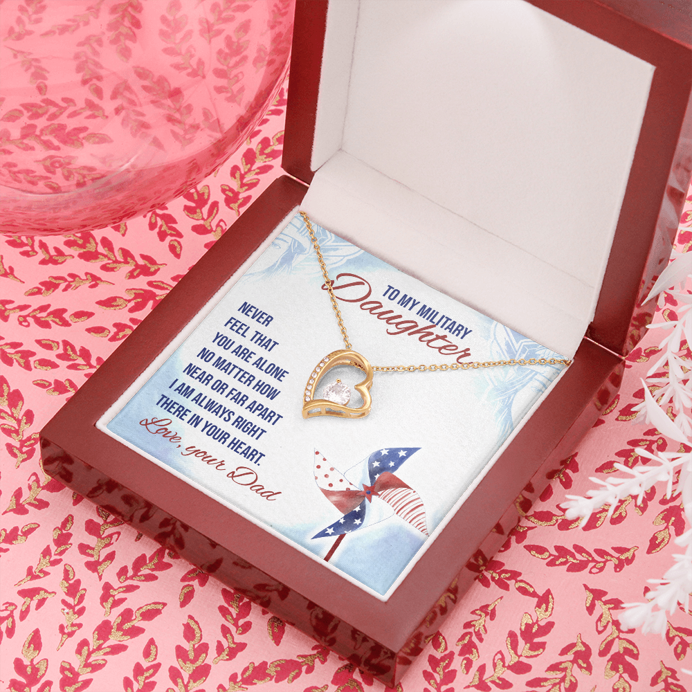 To My Daughter Near or Far Military Daughter From Dad Forever Necklace w Message Card-Express Your Love Gifts