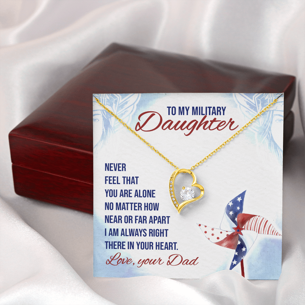 To My Daughter Near or Far Military Daughter From Dad Forever Necklace w Message Card-Express Your Love Gifts