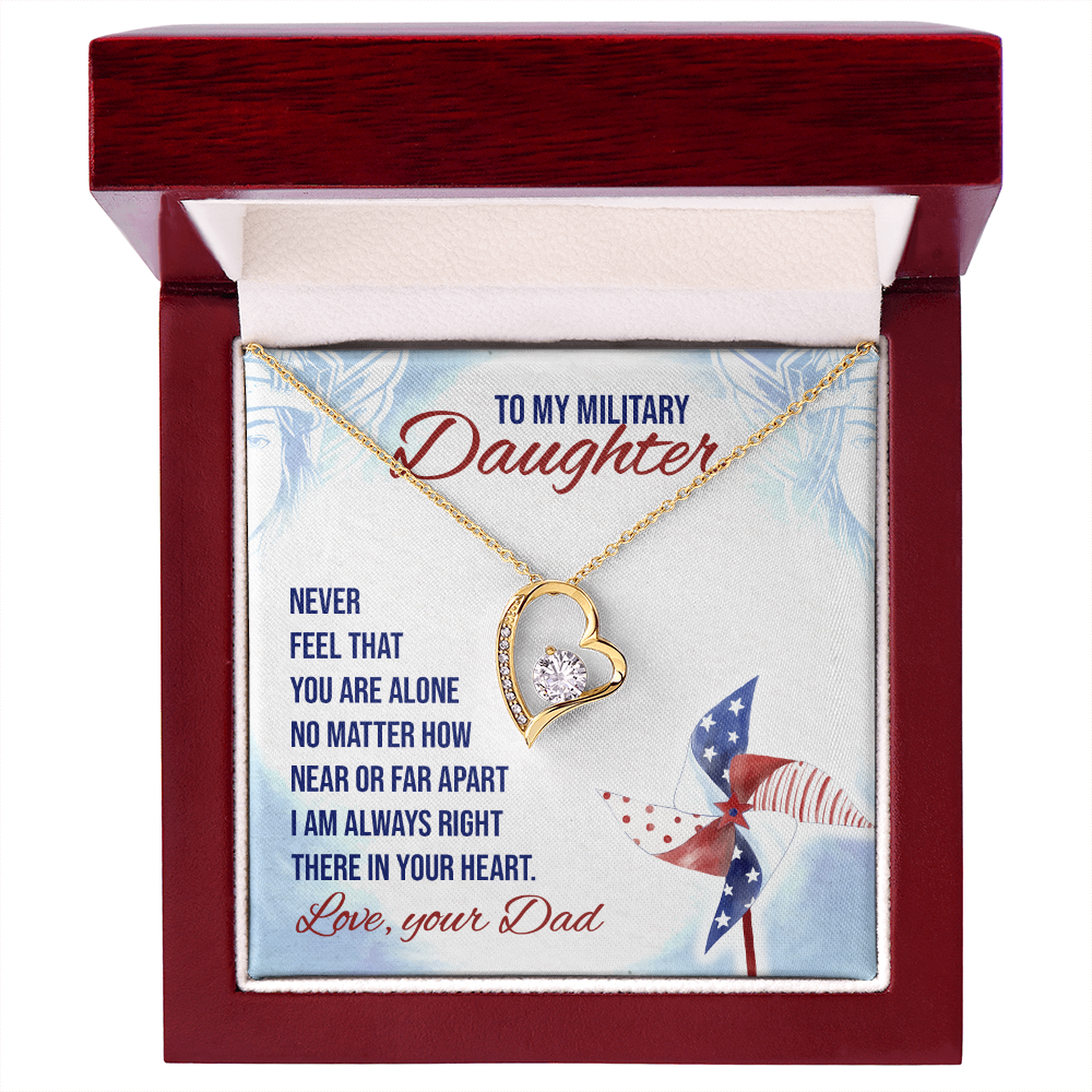 To My Daughter Near or Far Military Daughter From Dad Forever Necklace w Message Card-Express Your Love Gifts
