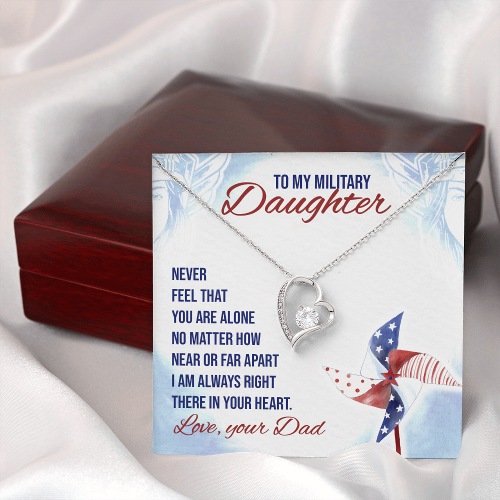 To My Daughter Near or Far Military Daughter From Dad Forever Necklace w Message Card-Express Your Love Gifts