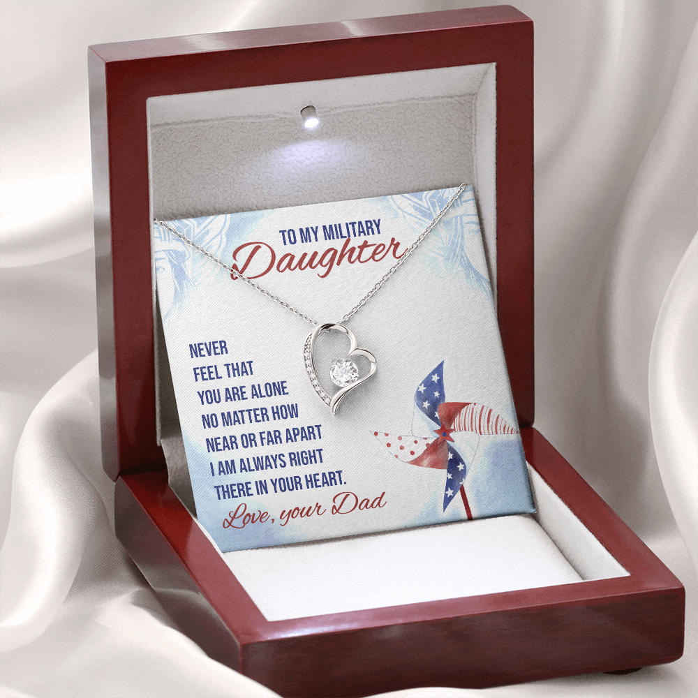 To My Daughter Near or Far Military Daughter From Dad Forever Necklace w Message Card-Express Your Love Gifts