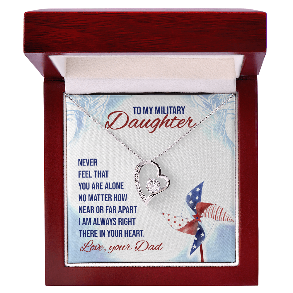 To My Daughter Near or Far Military Daughter From Dad Forever Necklace w Message Card-Express Your Love Gifts