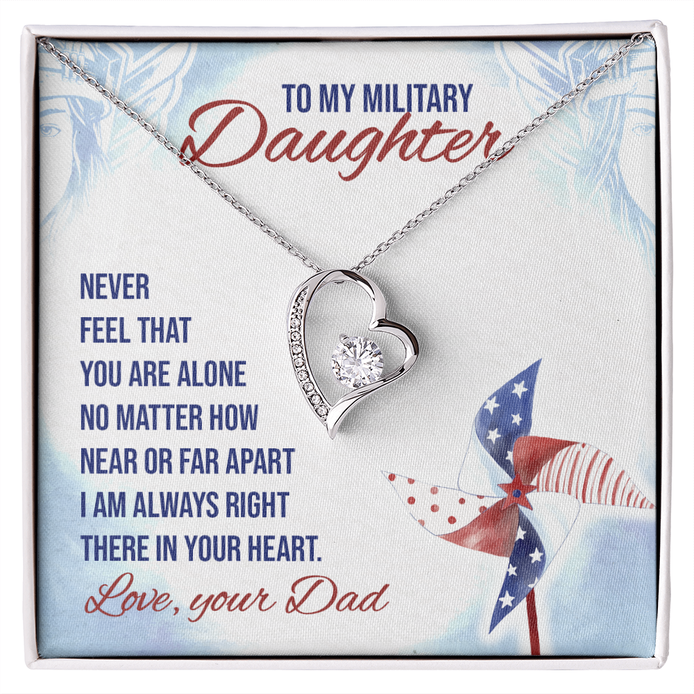 To My Daughter Near or Far Military Daughter From Dad Forever Necklace w Message Card-Express Your Love Gifts