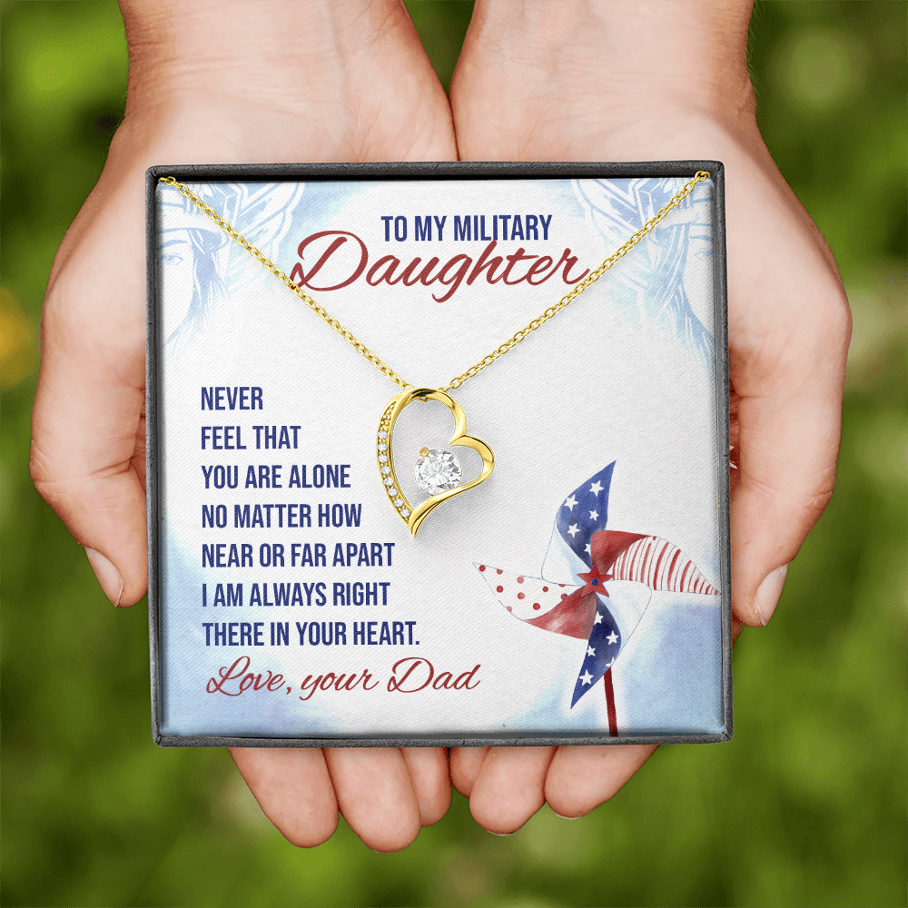 To My Daughter Near or Far Military Daughter From Dad Forever Necklace w Message Card-Express Your Love Gifts