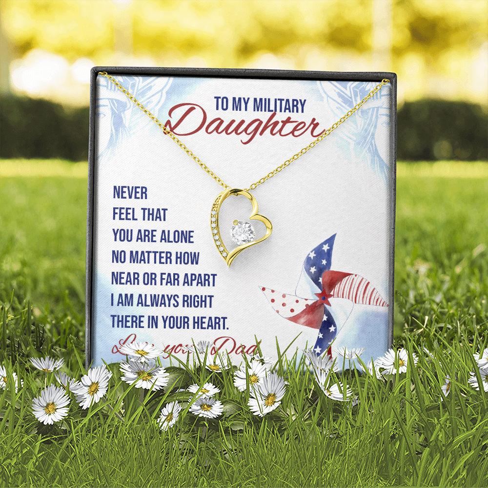 To My Daughter Near or Far Military Daughter From Dad Forever Necklace w Message Card-Express Your Love Gifts