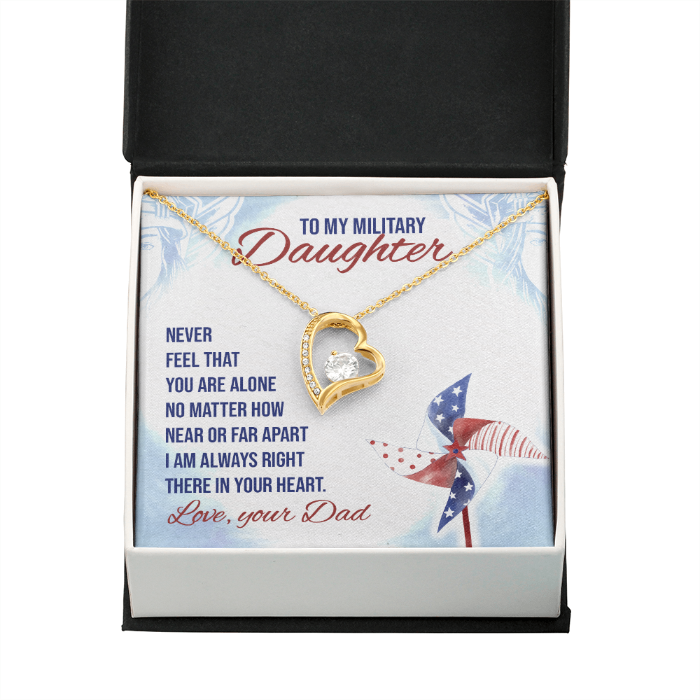 To My Daughter Near or Far Military Daughter From Dad Forever Necklace w Message Card-Express Your Love Gifts