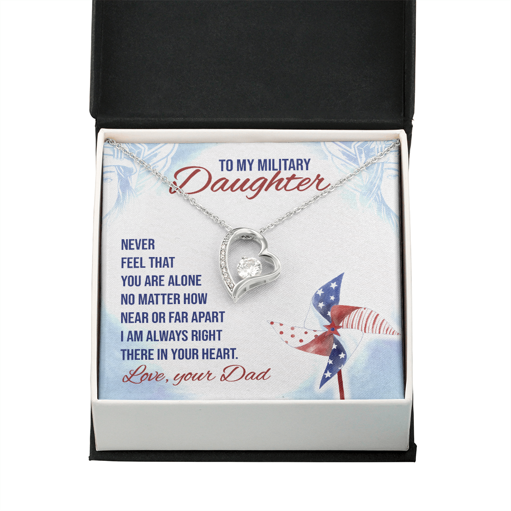 To My Daughter Near or Far Military Daughter From Dad Forever Necklace w Message Card-Express Your Love Gifts