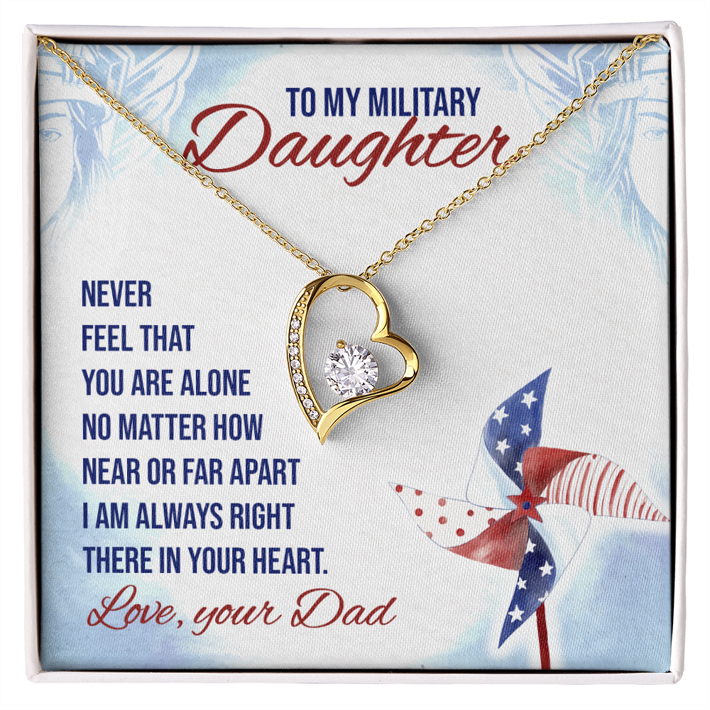 To My Daughter Near or Far Military Daughter From Dad Forever Necklace w Message Card-Express Your Love Gifts