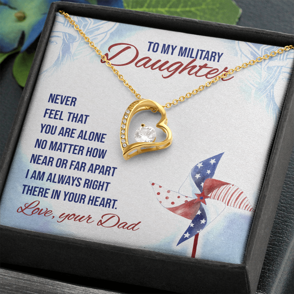 To My Daughter Near or Far Military Daughter From Dad Forever Necklace w Message Card-Express Your Love Gifts