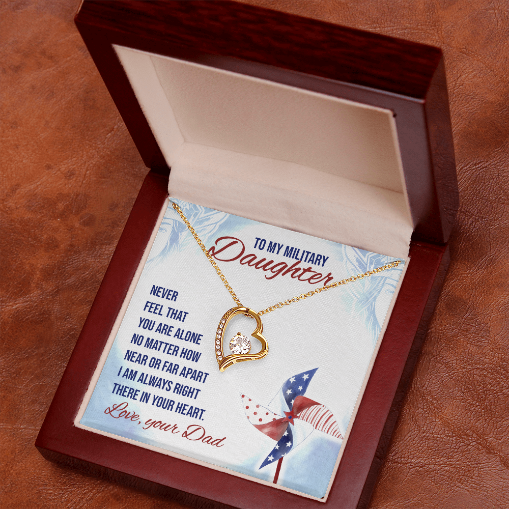To My Daughter Near or Far Military Daughter From Dad Forever Necklace w Message Card-Express Your Love Gifts