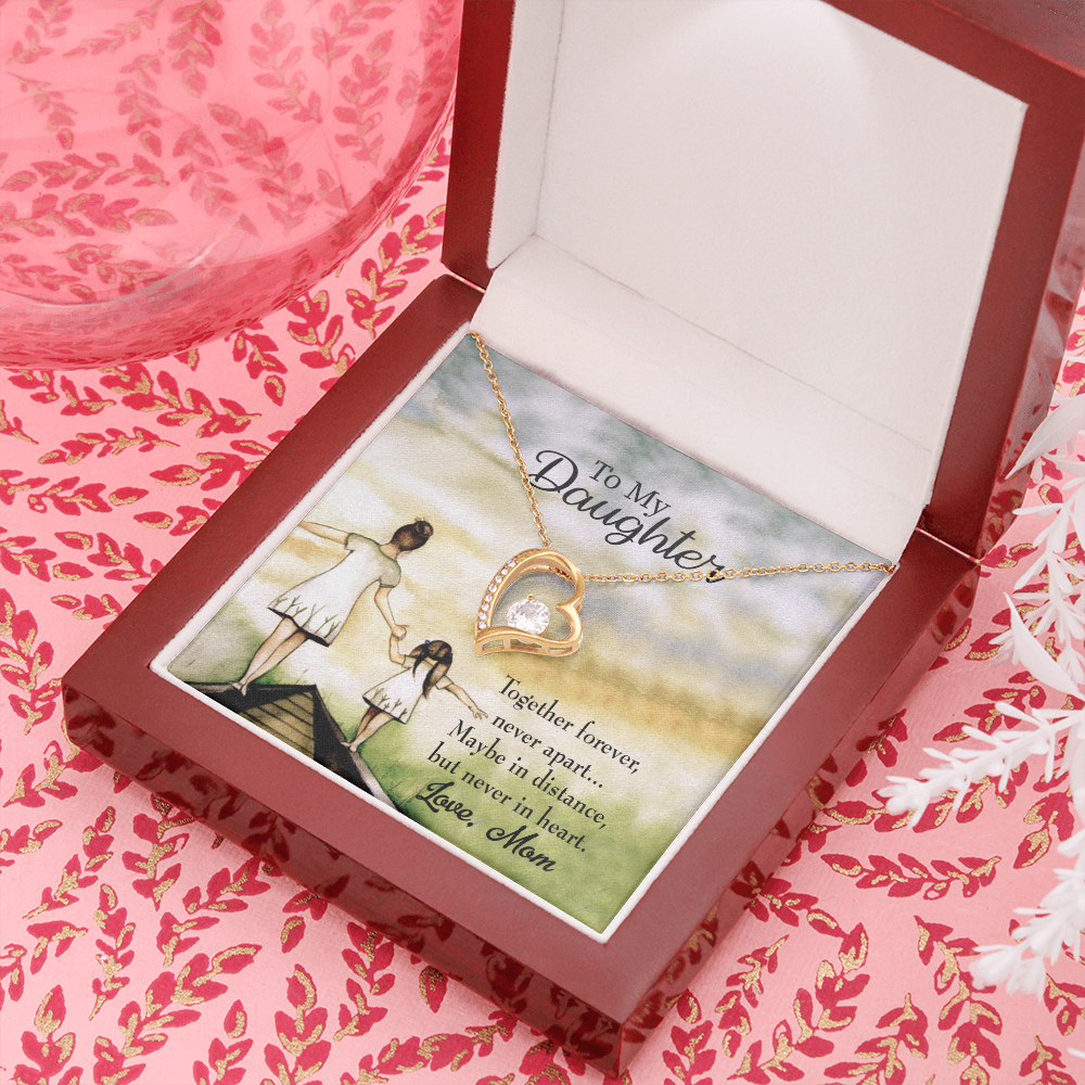 To My Daughter Never Apart from Mom Forever Necklace w Message Card-Express Your Love Gifts
