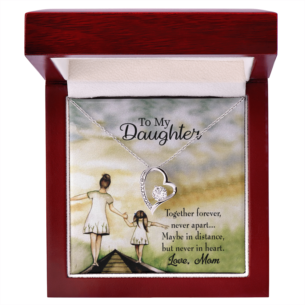 To My Daughter Never Apart from Mom Forever Necklace w Message Card-Express Your Love Gifts