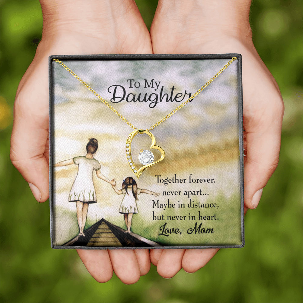 To My Daughter Never Apart from Mom Forever Necklace w Message Card-Express Your Love Gifts