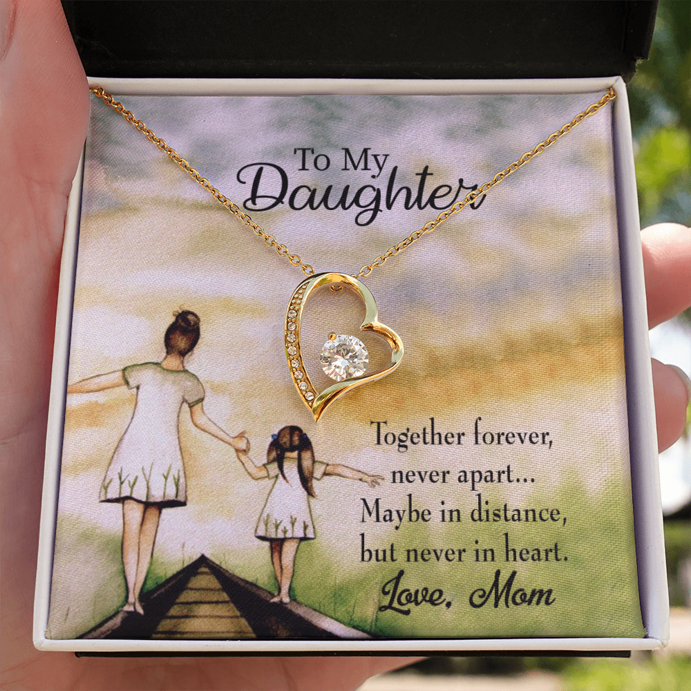 To My Daughter Never Apart from Mom Forever Necklace w Message Card-Express Your Love Gifts
