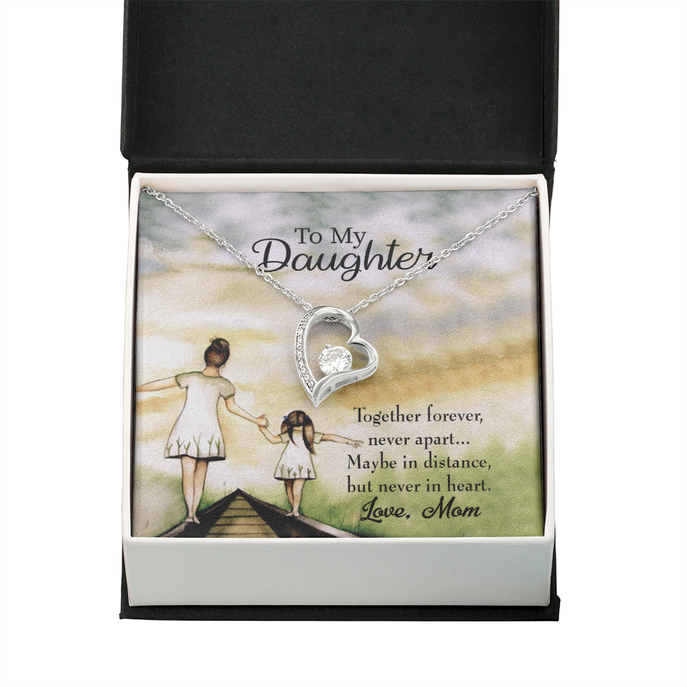 To My Daughter Never Apart from Mom Forever Necklace w Message Card-Express Your Love Gifts