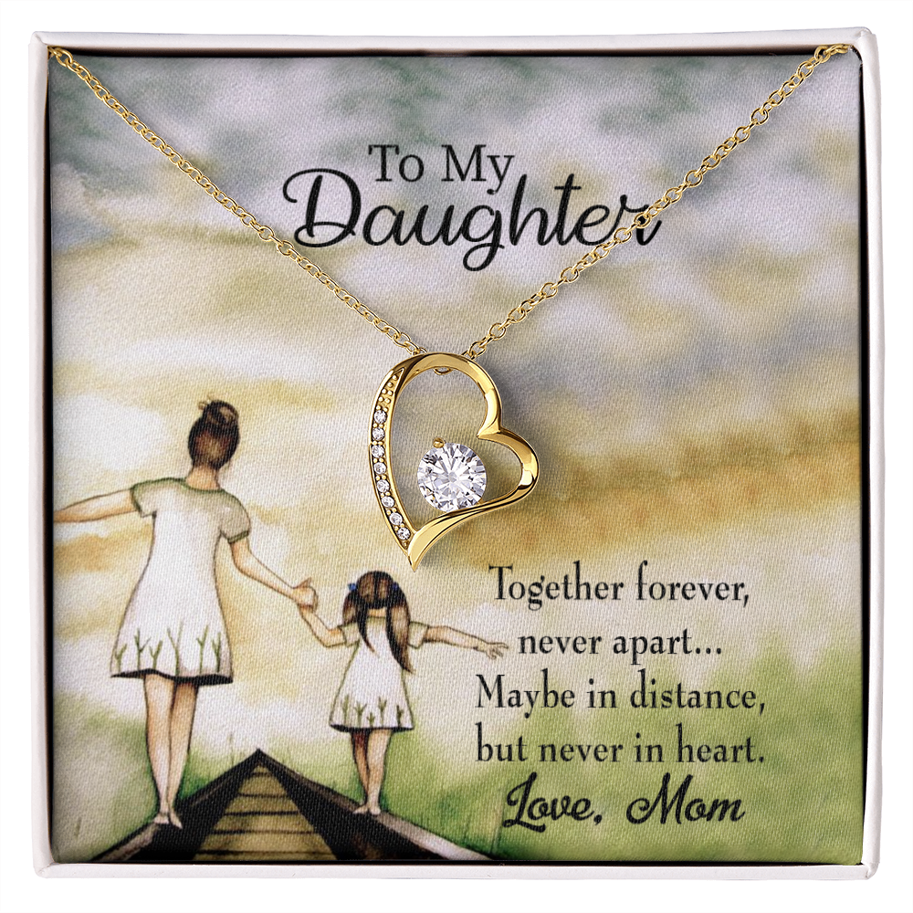 To My Daughter Never Apart from Mom Forever Necklace w Message Card-Express Your Love Gifts