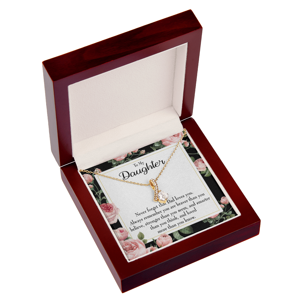 To My Daughter Never Forget From Dad Alluring Ribbon Necklace Message Card-Express Your Love Gifts