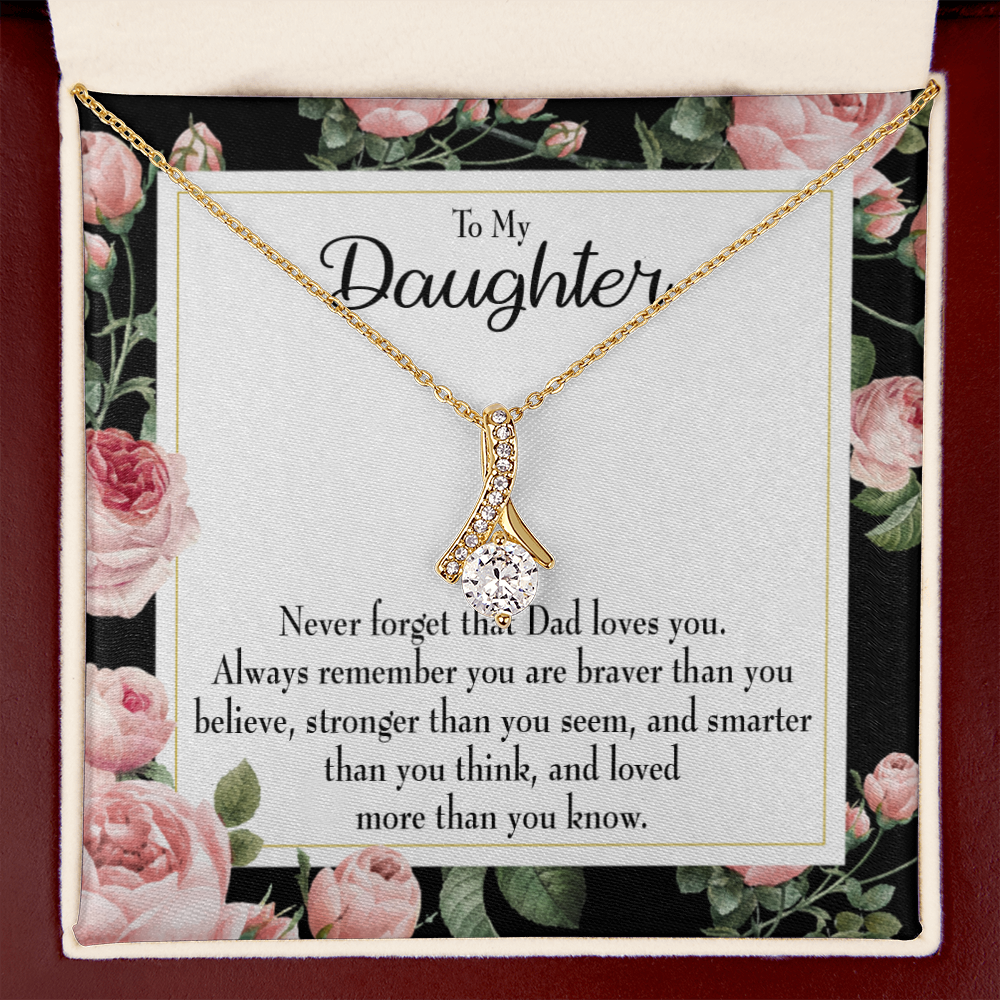 To My Daughter Never Forget From Dad Alluring Ribbon Necklace Message Card-Express Your Love Gifts
