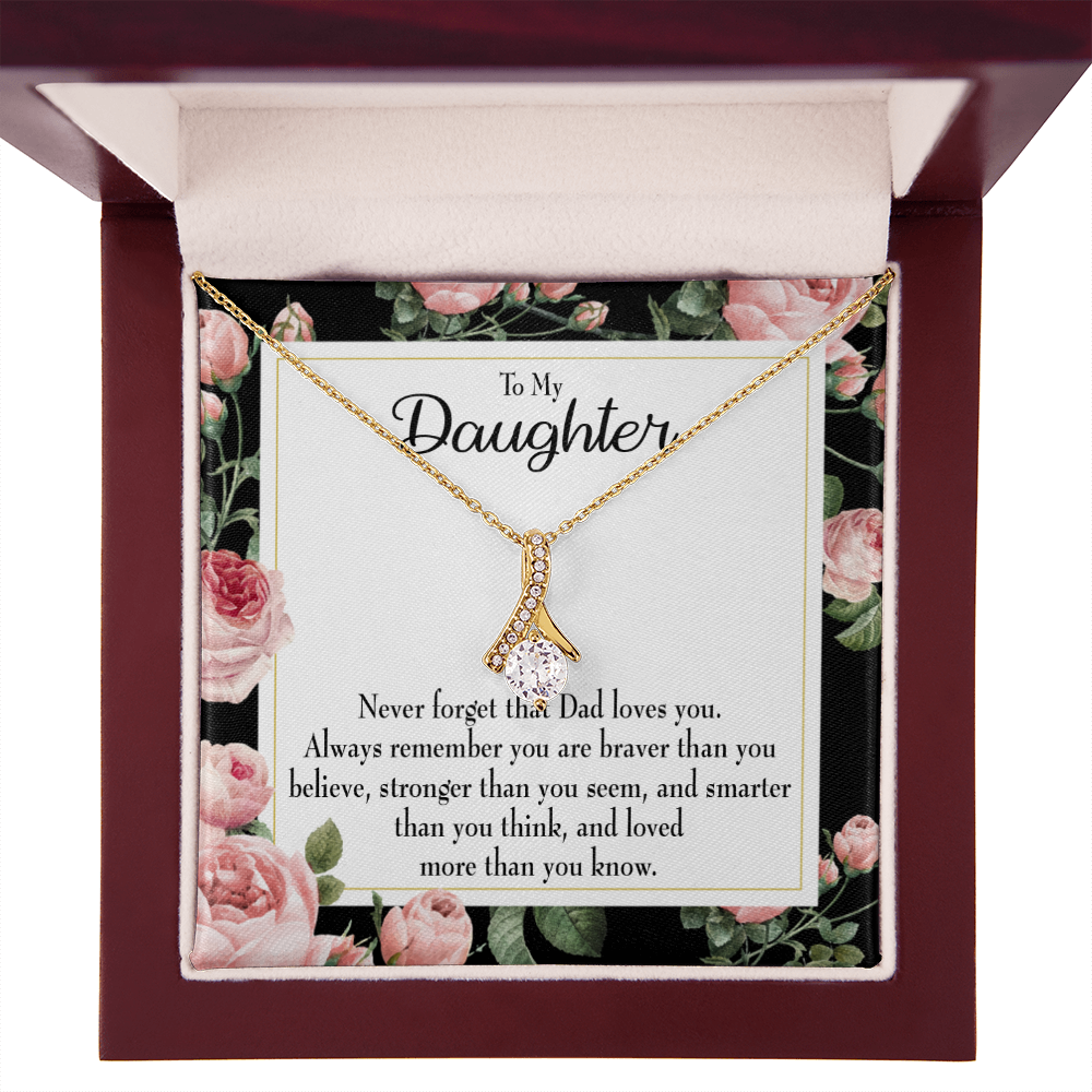 To My Daughter Never Forget From Dad Alluring Ribbon Necklace Message Card-Express Your Love Gifts