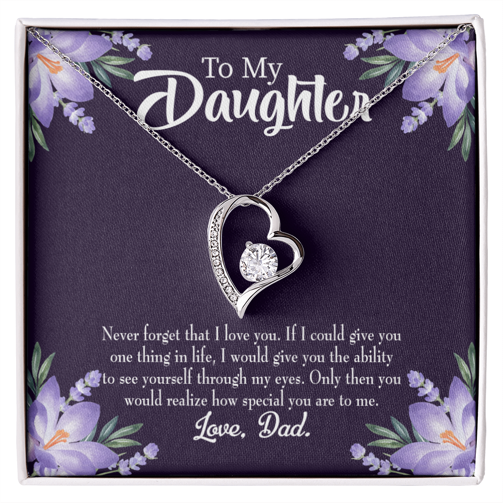 To My Daughter Never Forget From Dad Dark Forever Necklace w Message Card-Express Your Love Gifts