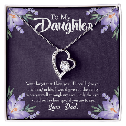 To My Daughter Never Forget From Dad Dark Forever Necklace w Message Card-Express Your Love Gifts
