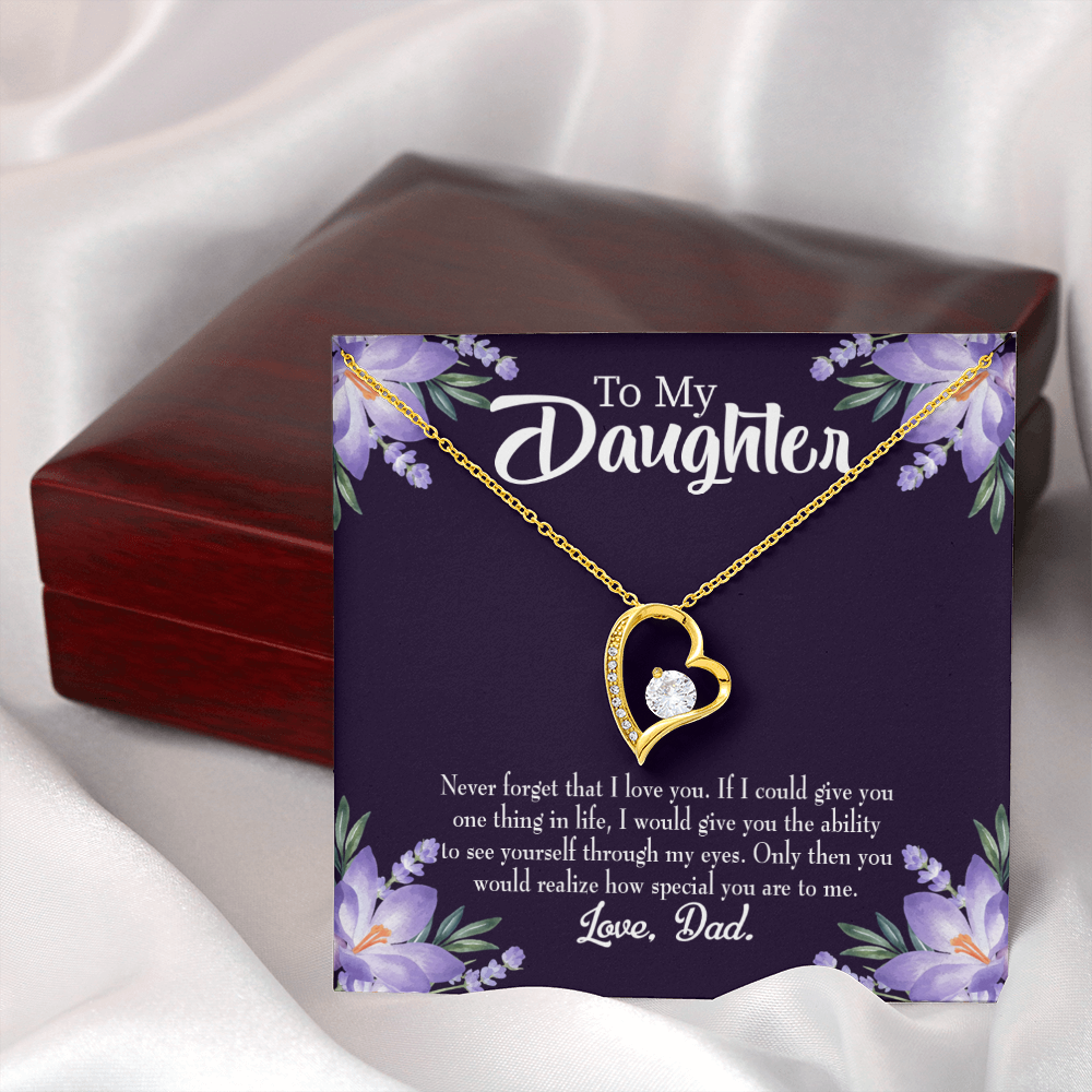 To My Daughter Never Forget From Dad Dark Forever Necklace w Message Card-Express Your Love Gifts